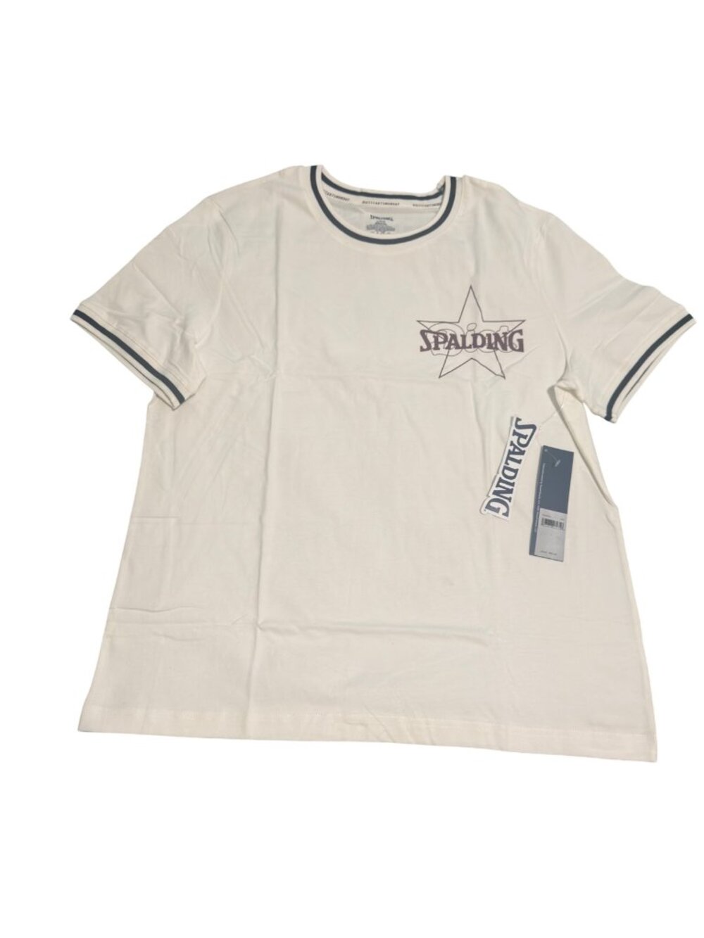 Spalding White Graphic Tee Large  Crewneck Short Sleeve New With Tags